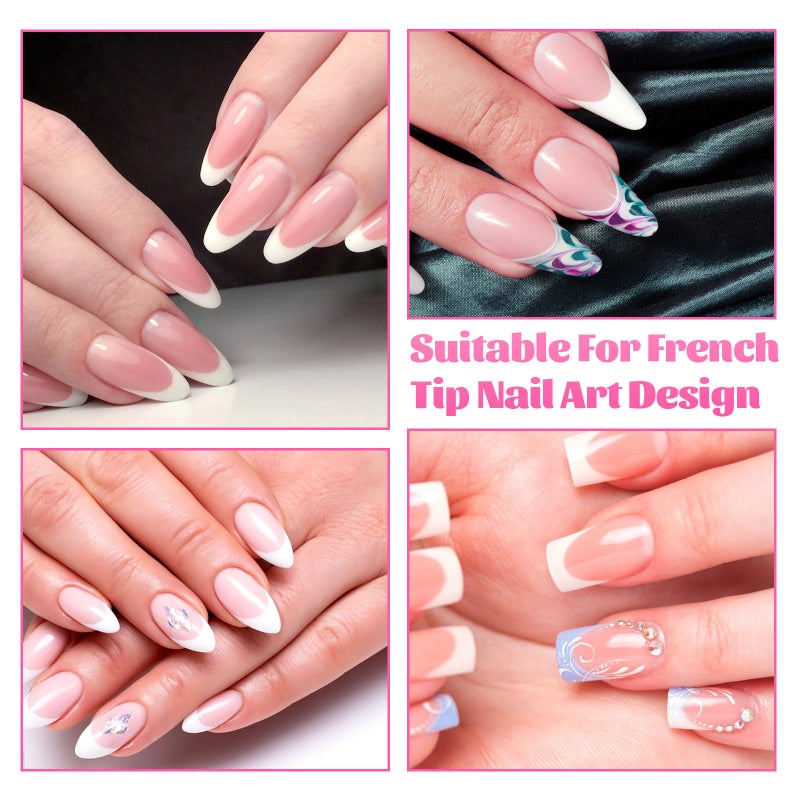 Eldraqth French Nail Self-Adhesive Stickers, 1152pcs 24 Sheets French Manicure Strips Tip Nail Stickers for Nails Art Designs Self Adhesive Sticker Tips for Manicure Decoration DIY 3 Moon Shape Design - Image 3